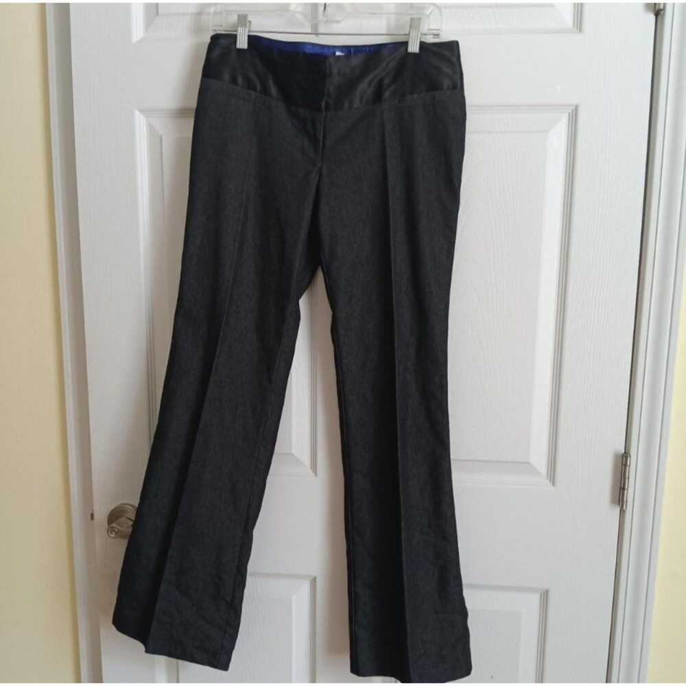 Stooshy Y2K Dark Gray Flare Dress Pants with Satin Waistband - Size 7